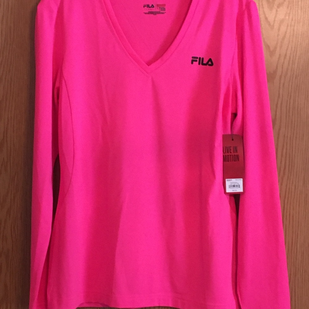 Fila Hot Pink Long Sleeve Fitted Tee